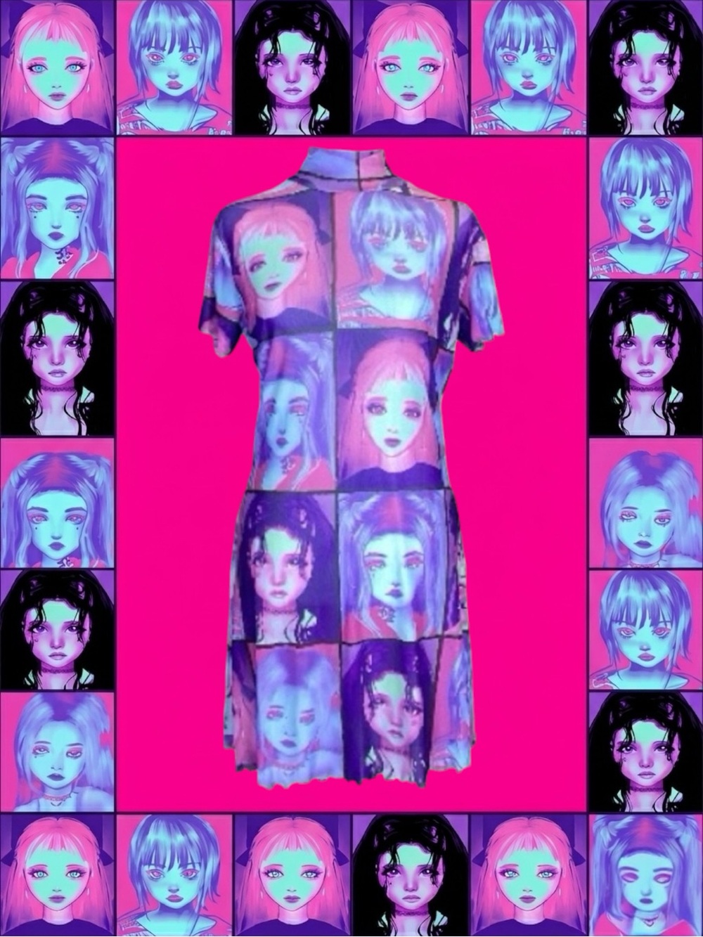 Dolls Kill Current Mood NWT Cyber Y2K Futurecore Pop Art Rave Festival Dress XXL